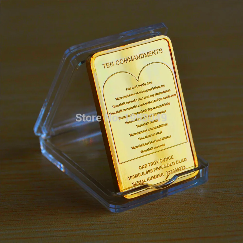 Biblical Collection Ten Commandments on Tablet of Law of Jesus Christ Gold Bar Souvenir Home Decor Collectible - Image 6