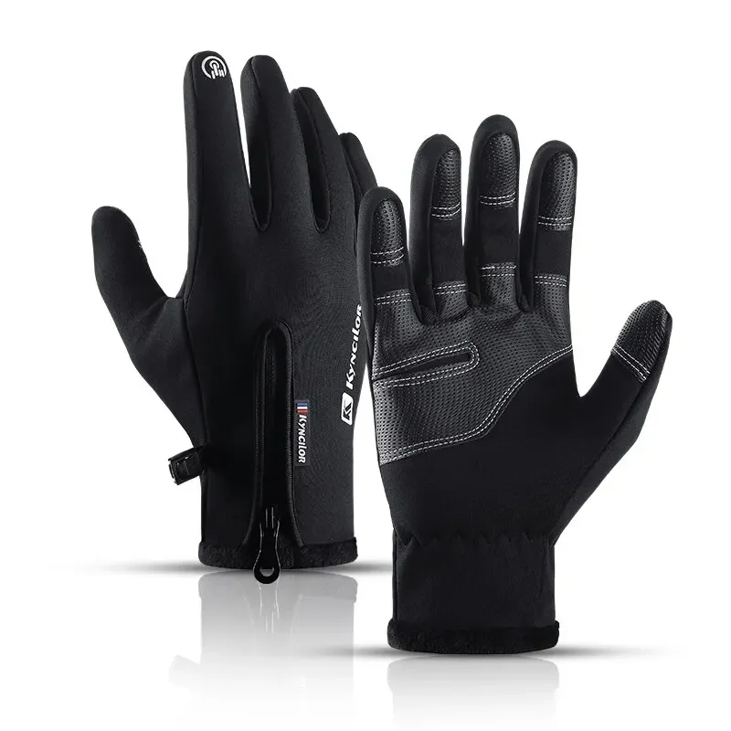 AliExpress Kyncilor Autumn Winter Riding Gloves Windproof Warm Touch Screen for Men and Women Leather Wear Resistant Non-slip Zipper Cycling Gloves