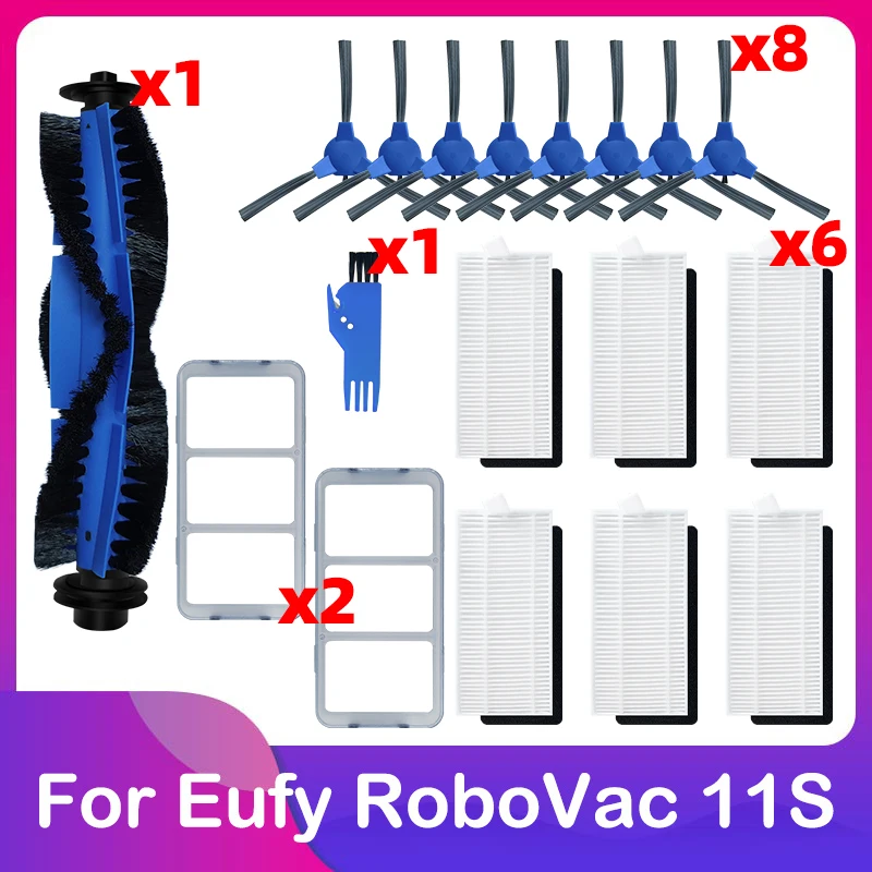 Robô Vácuo Roller para Robovac Eufy, Escova Lateral, Pré Filtro, Hepa Filtro, Acessórios De Reposição, 11S Plus, 35C, 30C, 30C, 15C, 12, 25C