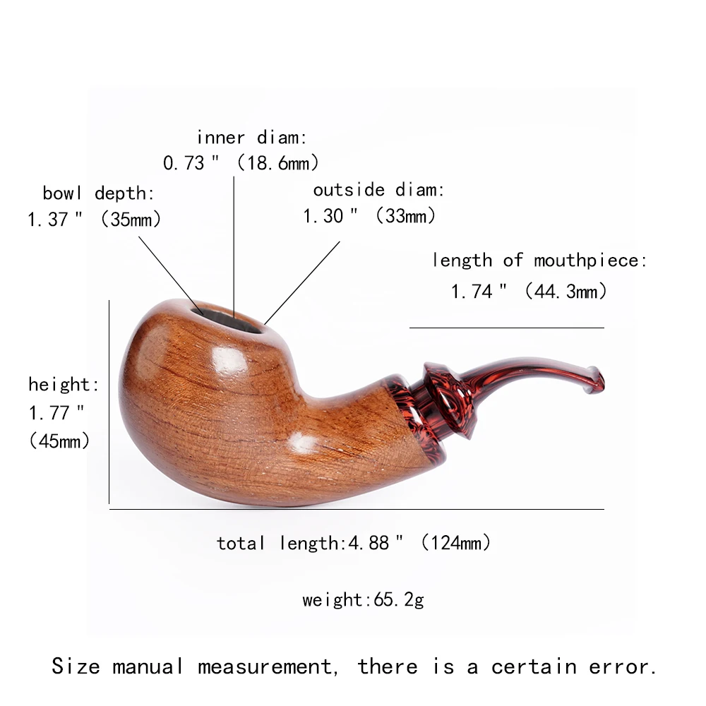 

MUXIANG Big Apple Large Chamber Tobacco Pipe Rosewood and Sandalwood Pipe Gift Smoker's Father Colored Pipe Mouth Warm Nose Pipe