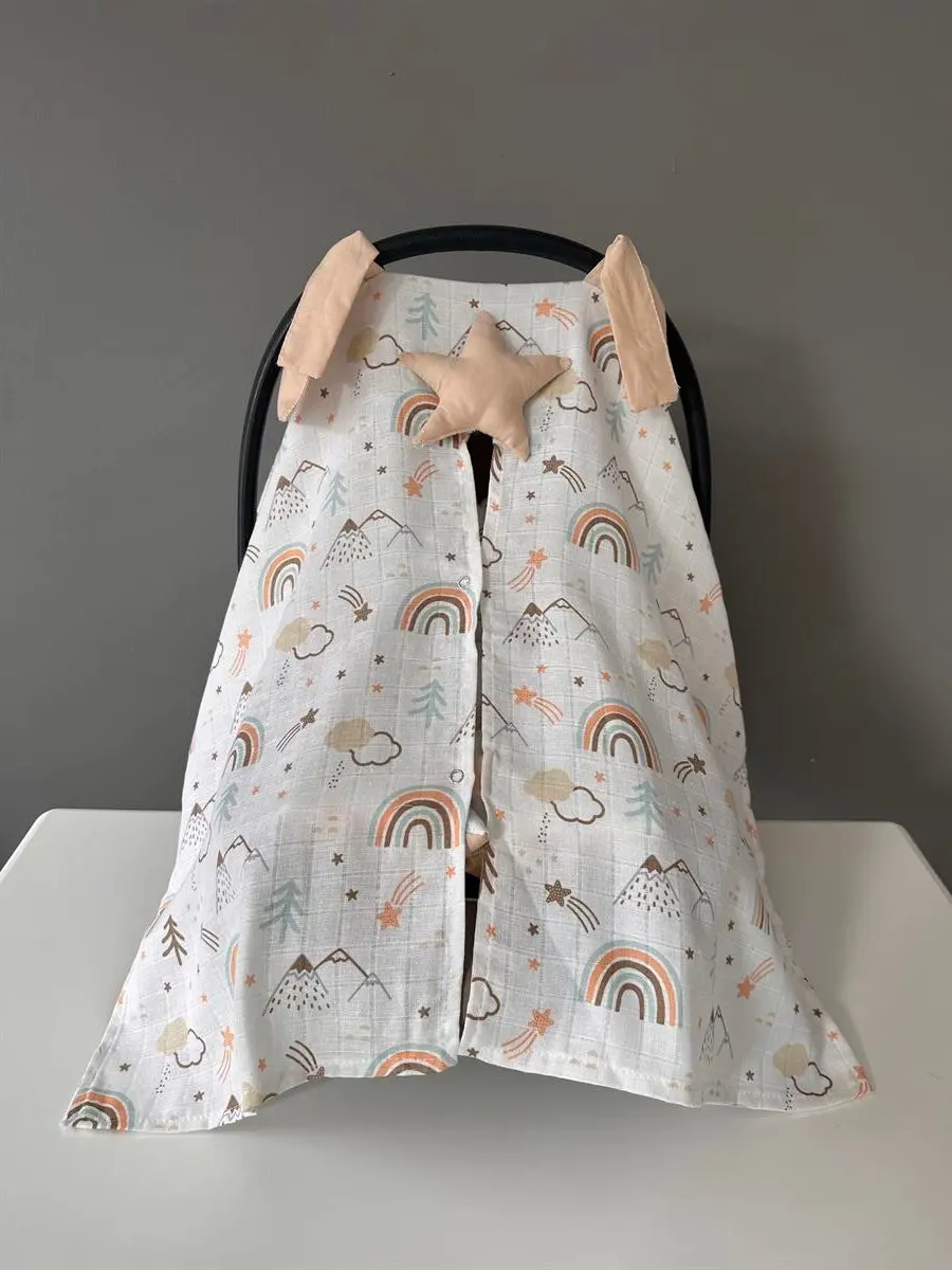 Handmade Mountain Muslin Fabric Organic Stroller Cover