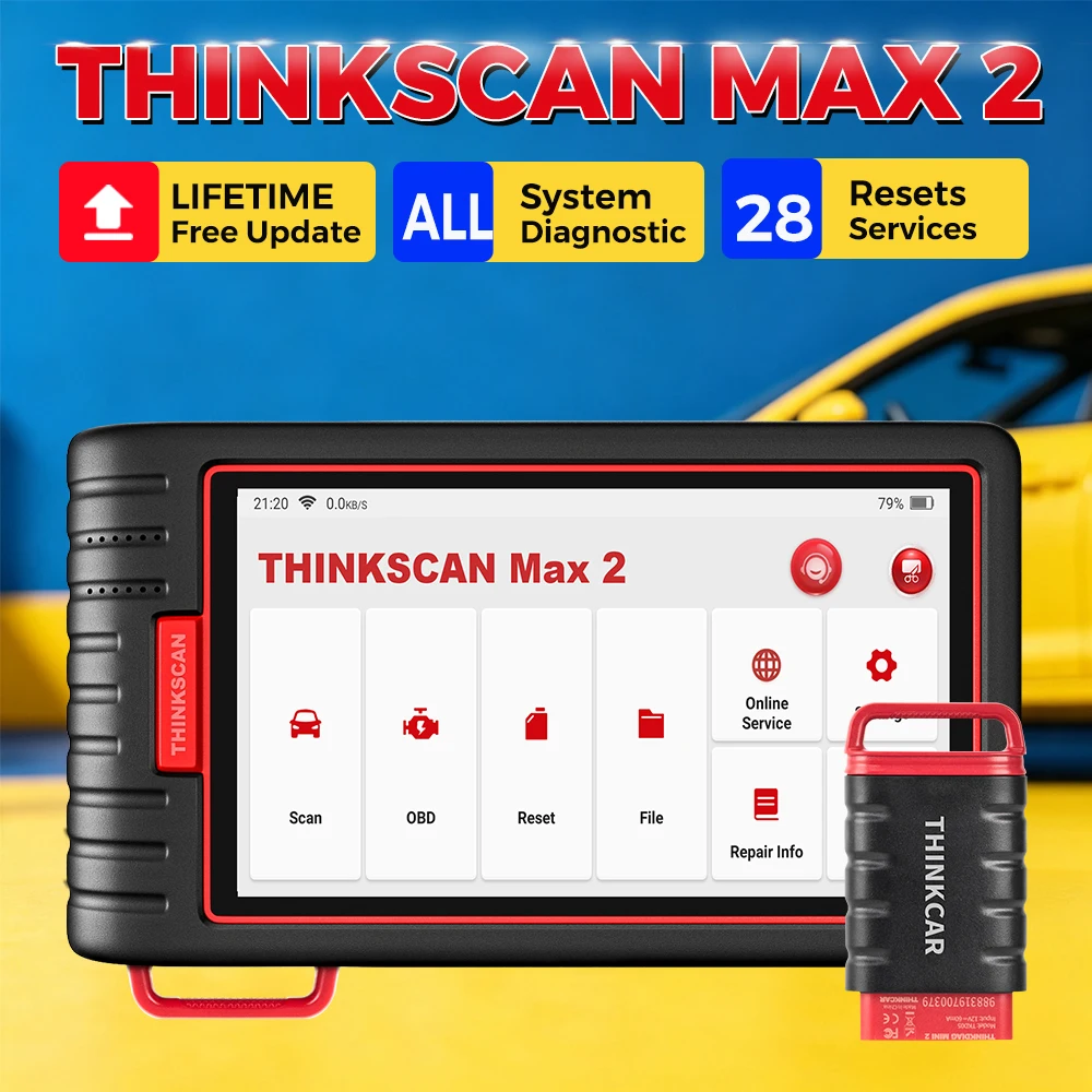 THINKCAR ThinkScan Max 2 Professioneller Kfz-Diagnosescanner – CAN-FD & FCA AutoAuth, Vollsystem-OBD2-Scan, ECU-Codierung, 28+ Resets, Lebenslange kostenlose Updates