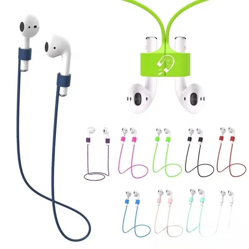 Miękkie silikonowe magnetyczne sznurki zapobiegające zgubieniu słuchawek do Apple AirPods 2 1 3 Air Pods Pro Bluetooth Bezprzewodowe Słuchawki Douszne Pasek — 2