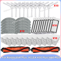 Fit For Roidmi Eve Plus SDJ01RM, XCLEA H30 Plus / H40 Plus Parts Main Roller Side Brush Filter Mop Cloth Bracket Bag Accessories