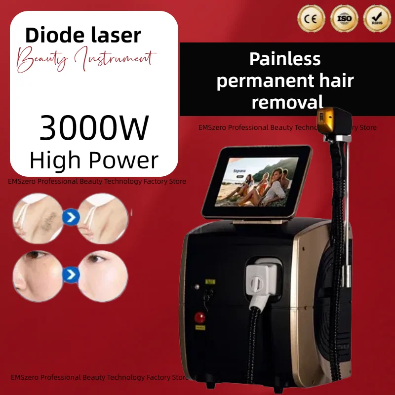 Équipement professionnel d'épilation au laser à diode, beauté médicale, dispositif d'épilation à diode, 4 longueurs d'onde, 3000W