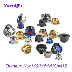 Yaruijia Titanium Nut M6 Pitch1.0/M8/M10/M12 Pitch1.25 Flange Lock Nuts for Cycling Modification