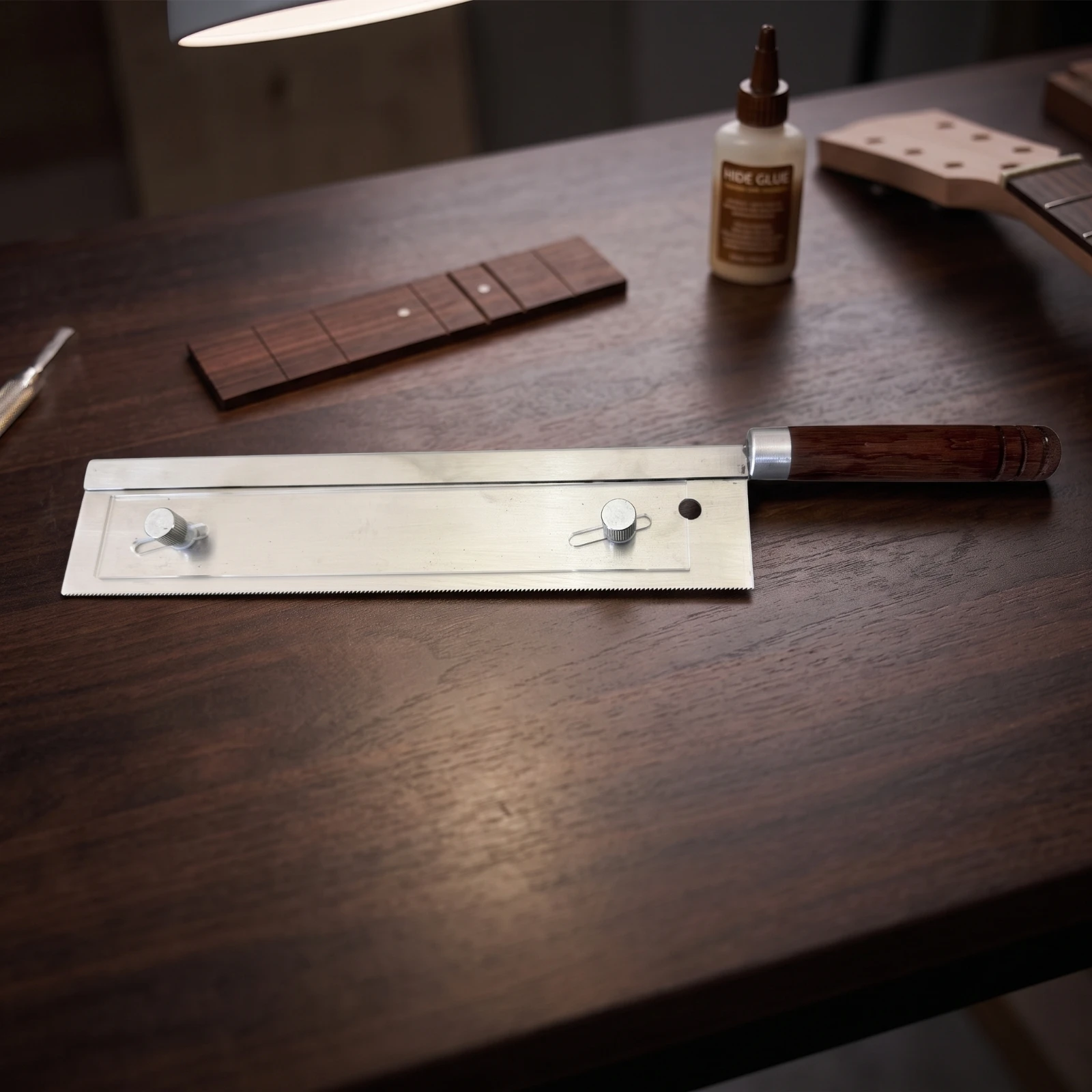 Guitar Fret Saw with Adjustable Guide Fine-Tooth Fret Slotting Saw Wooden-Handle Handsaw for Luthiers, Instrument Building, Work image 5