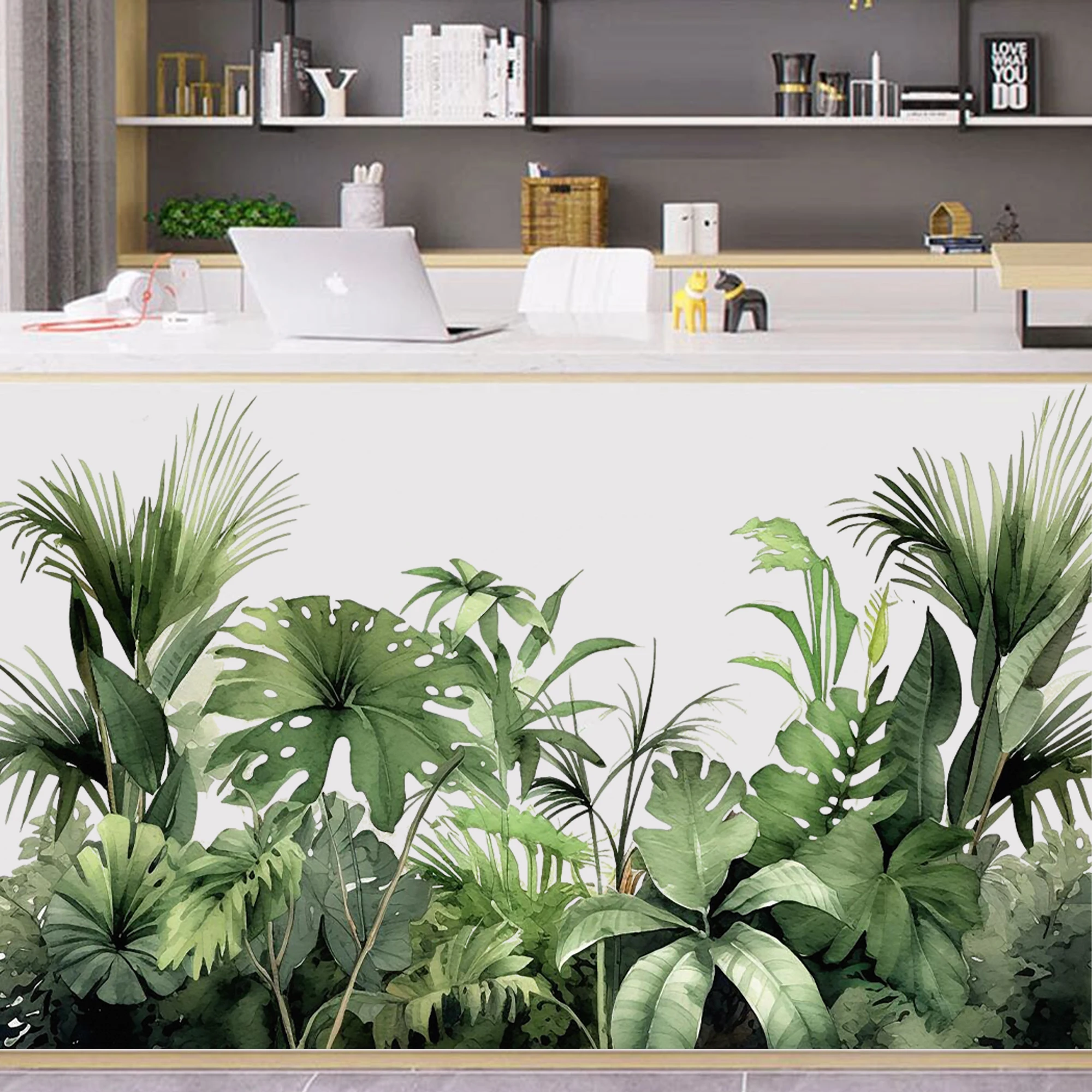 

DIY Green Jungle Plants Background Wall Sticker Suitable for Office Cabinets Kitchens Behind Sofas Wallpaper Mural Living Decor