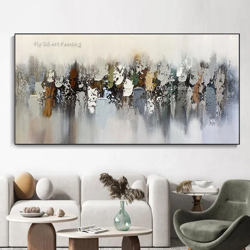 Abstract City Impression Painting Handmade Landscape Oil Painting Modern Urban Canvas Textured Wall Art Minimalist Living Decor