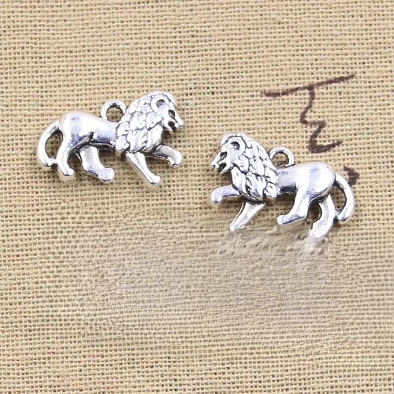 6 sztuk Charms lew 15x22mm Antique Making wisiorek fit, w stylu Vintage tybetański brąz srebrny kolor, ręcznie robiona biżuteria DIY — zdjęcie 2