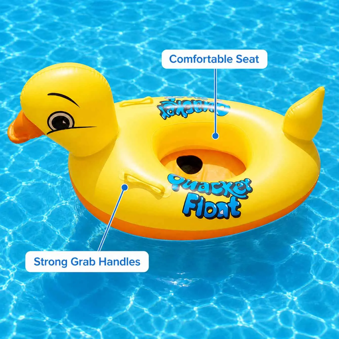 1PC Inflatable Duck Pool Float Seat With Handles PVC Swim Ring for Beach Pool Summer Water Fun view 3