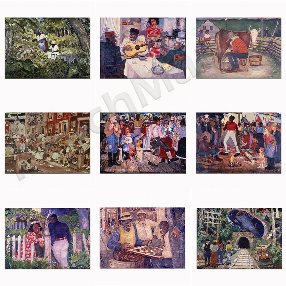 Impresiones de Palmer Hayden, Túnel Big Bend de Palmer Hayden, Póster de exposición, Póster decorativo para pared, Impresión en lienzo
