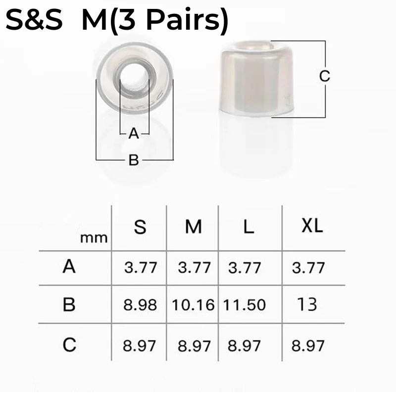 DUNU S&S (Stage & Studio) Silikon-Ohrstöpsel für 4,0 mm–6 mm Düse S/M/L/XL, universelle Silikon-Ohrstöpsel für Kopfhörer, Ohrhörer