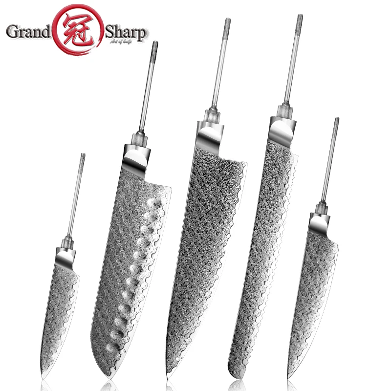 GRANDSHARP japońskie noże szefa kuchni puste ostrze DIY stal damasceńska VG10 noże kuchenne sztućce DIY narzędzie do robienia noży bez uchwytu