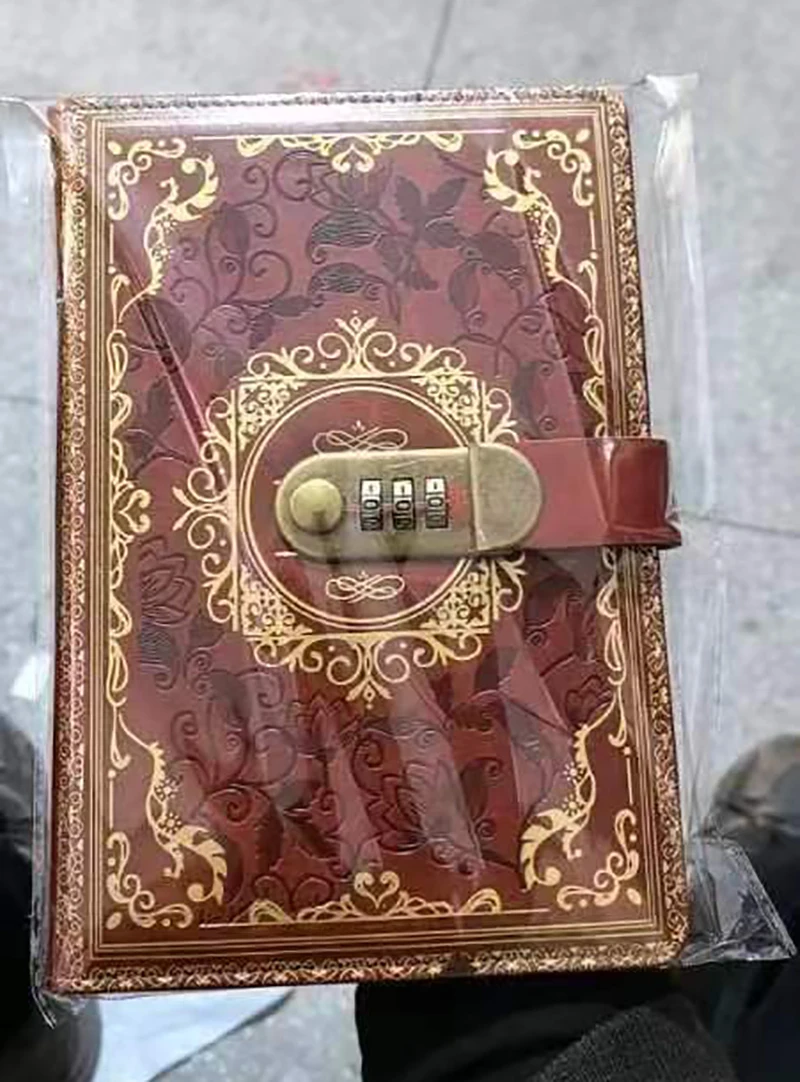 Retro-Digital-Passwort-Notizbuch, Tagebuch mit Schloss, A5, perfekt für Männer und Frauen – PU-Leder, Zahlenschloss, Personen, Privatsphäre – Detail 1