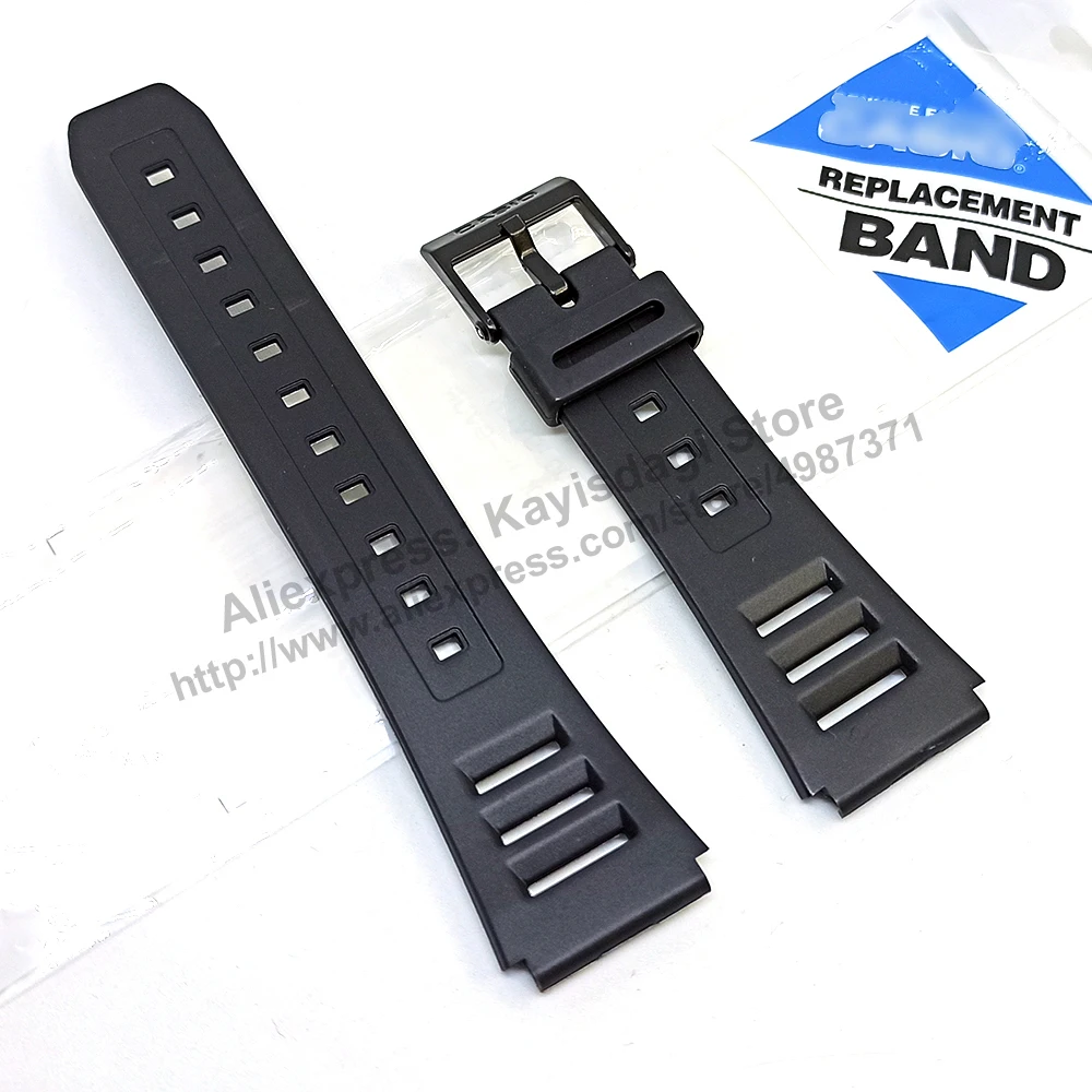 Casio EB-3002 , JC-11 , W-740 , W-740G , W-740GMV , JC-10 , W-54US , W-740B - 20mm Black Rubber Replacement Watch Band Strap