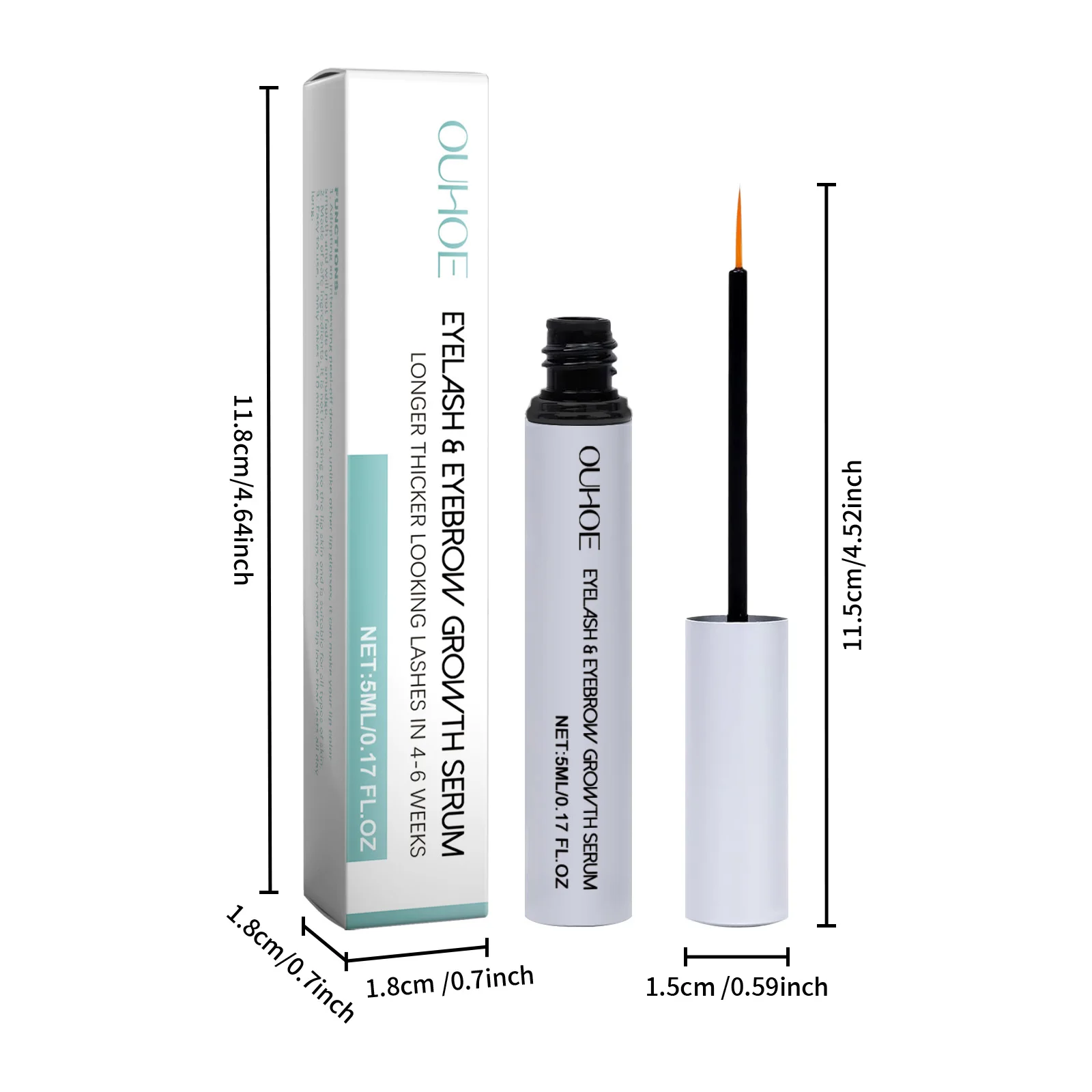 Ouhoe 5ml Serum Wzmacniające Rzęsy Wydłużające Rzęsy Brwi Pogrubiające Makijaż Przedłużanie Odżywcze Serum na Porost Rzęs