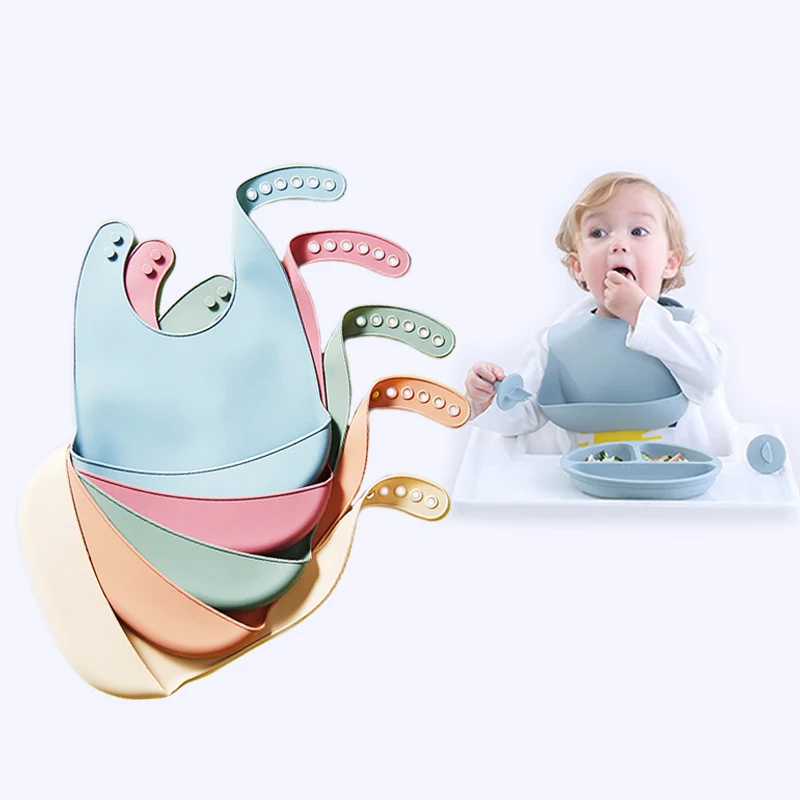 Waterproof Baby Bibs Soft Silicone Baby Feeding Bib Baby Stuff Solid Feeding Solid Color Girl Boy Bibs Burp Cloths Baby Items