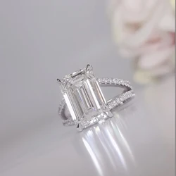 6 Carat Emerald Diamond Ring CVD Diamond IGI Certified Lab Grown Diamond Engagement Ring 14k White Gold