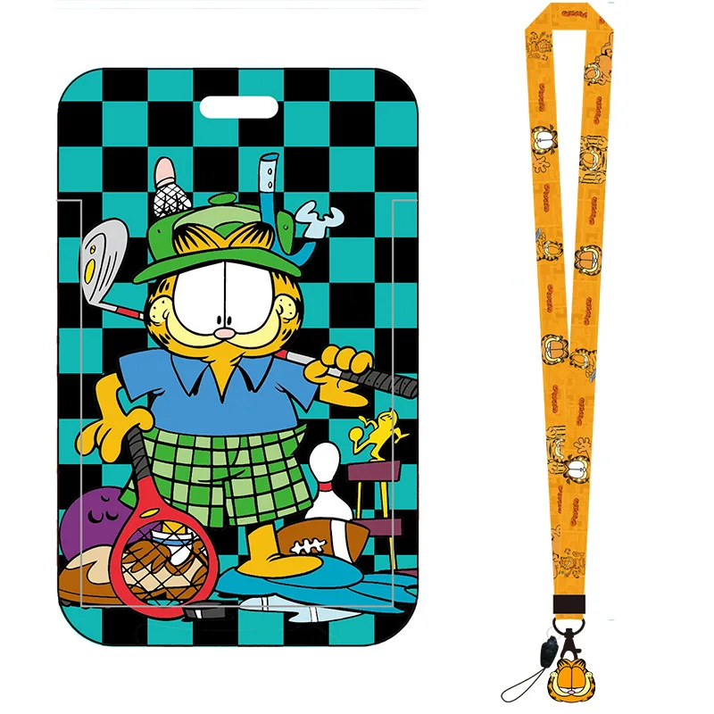High Quality New Garfields Cute Holder Lanyard Card Cover Student Campus Hanging Neck Bag Card ID Card Holders Key Gifts