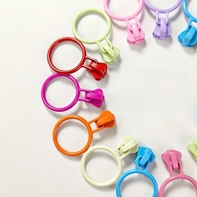 10 pièces3 # Fermeture éclair circulaire en métal pour papeterie, sacs à stylos, chaussures, bottes, sacs d'école, extracteur de points (couleur aléatoire)