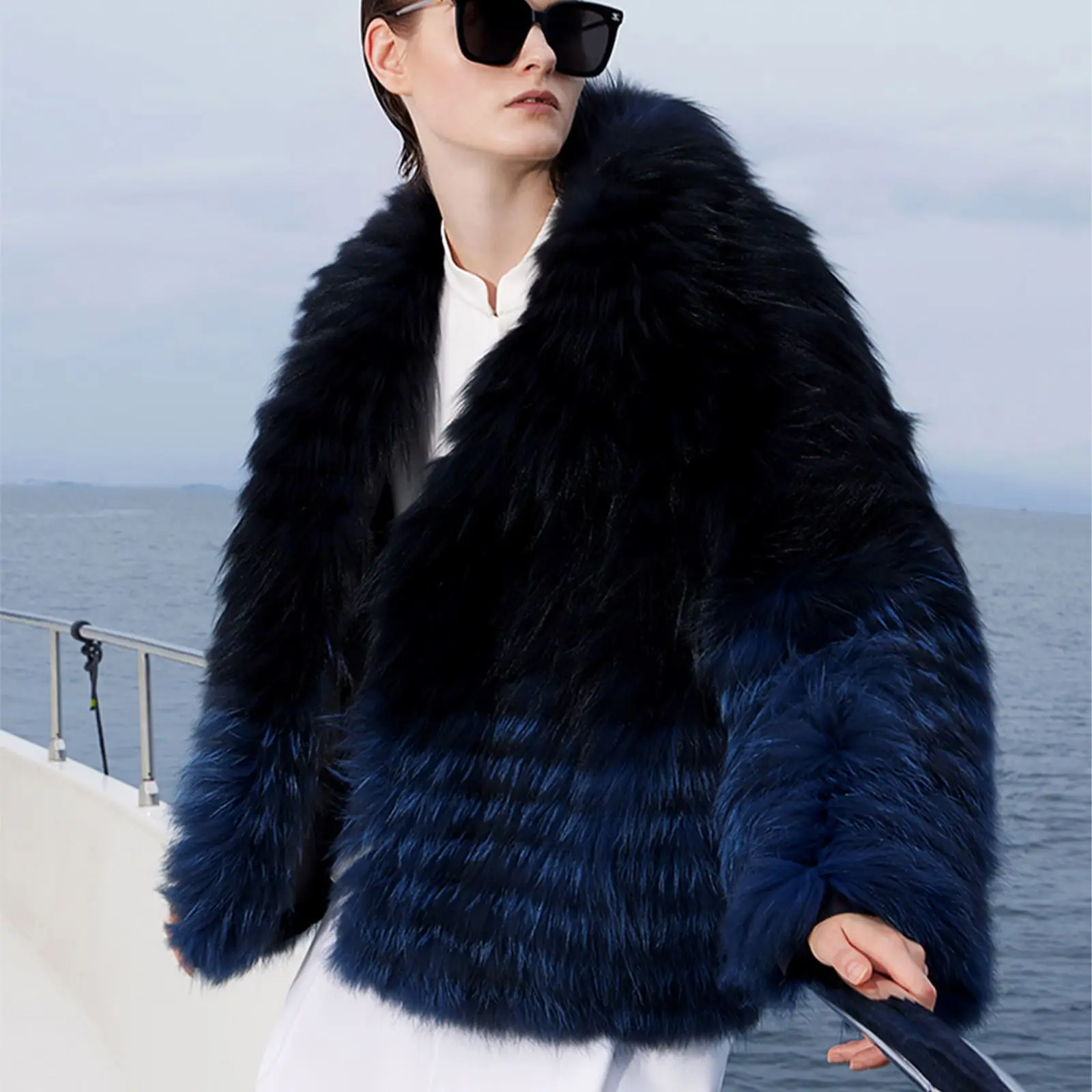 Women's Real Silver Fox Fur Jacket Winter Fashion Genuine Leather Silver Fox Fur Coats Luxury Woman Natural Fur Overcoats Trendy