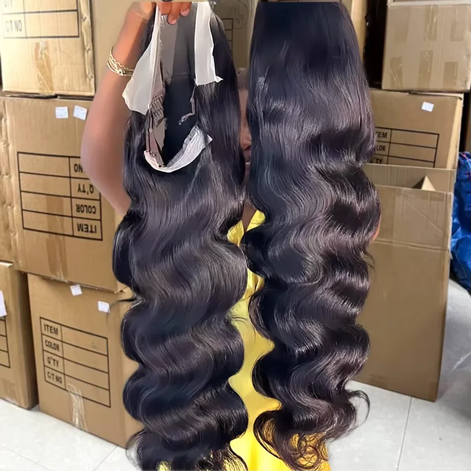 Perucas de Cabelo Humano com Renda Transparente 13x6, Densidade 300, Onduladas, para Mulheres, 36 Polegadas, Perucas Frontais de Renda 13x4 Pré-Prontas para Mulheres