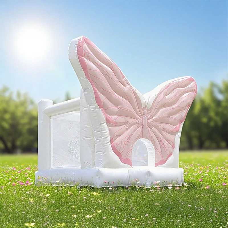 منزل حارس على شكل فراشة قابل للنفخ، قلعة صغيرة للأطفال قابلة للنفخ من مادة PVC هدية عيد ميلاد للأطفال الصغار، منزل ترتد أبيض، لعب ناعم