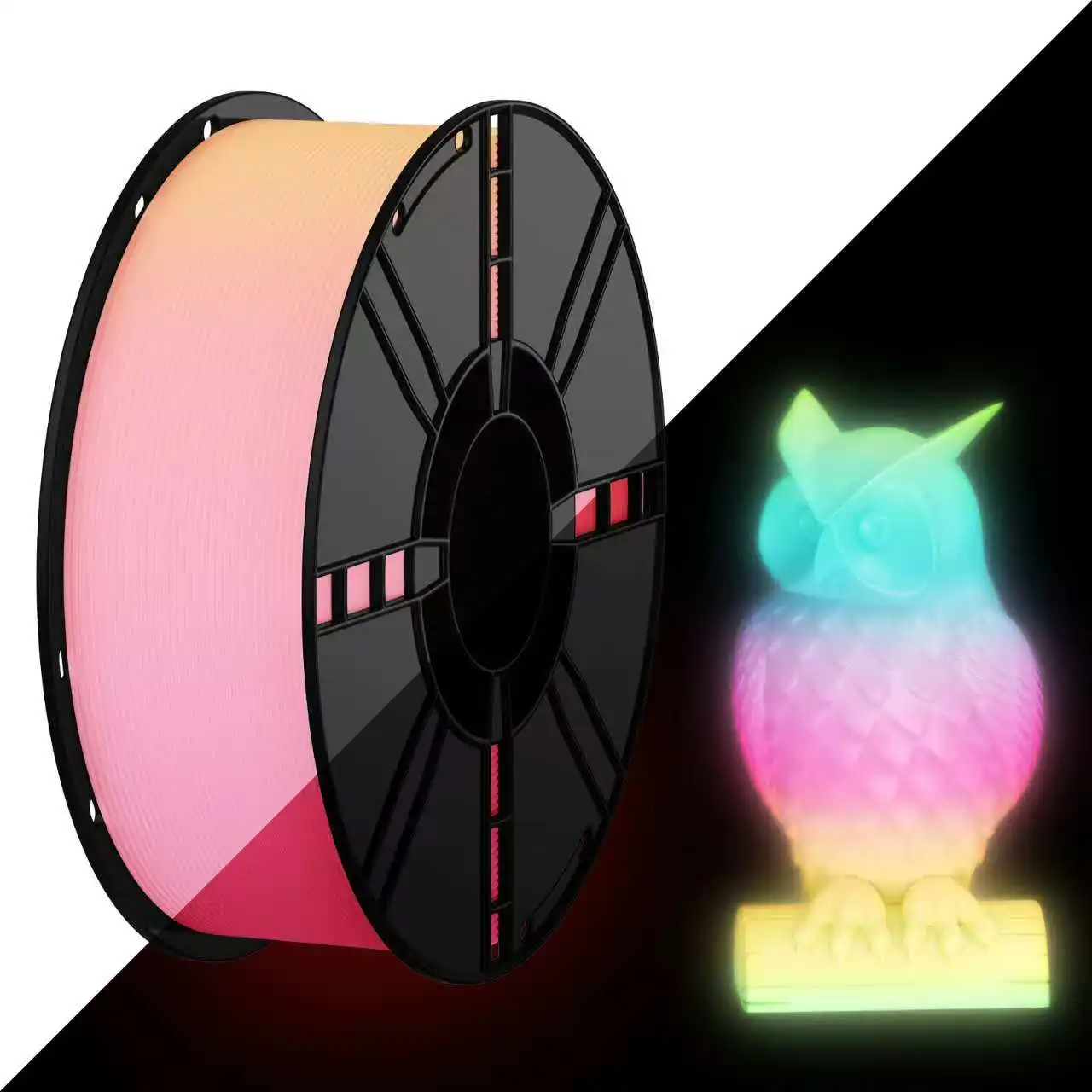 

Филамент для 3D-печати PLA, светящийся в темноте, радужный, диаметр 1,75 мм, рулон 1 кг, точность размеров +/- 0,03 мм, градиентный цвет