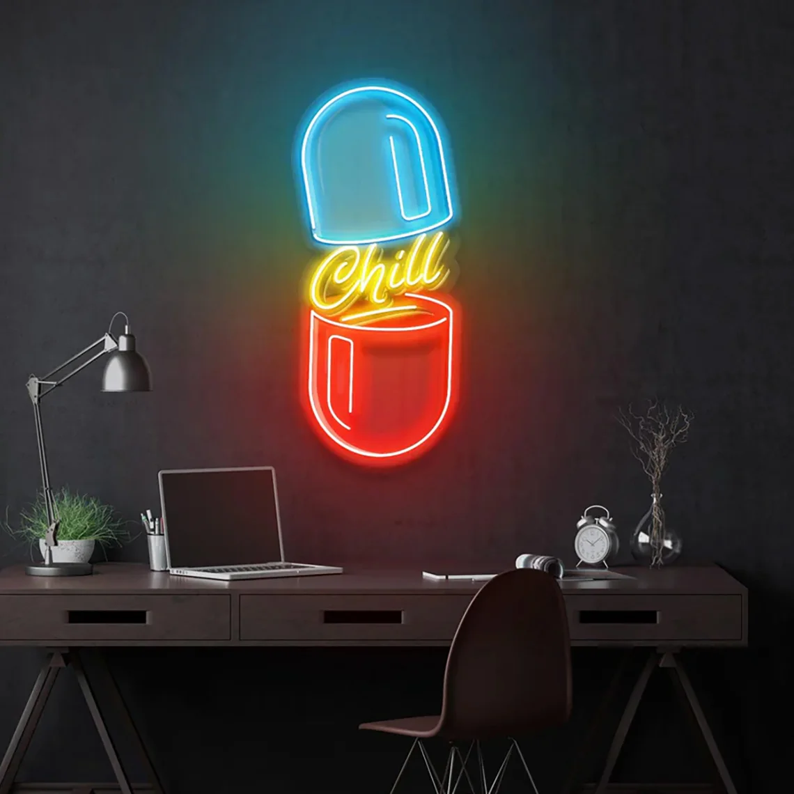 Chill Pill Neon Sign Pop Art Wall Hanging Home Bedroom Wall Decor Bar Beer Gaming Room Decor