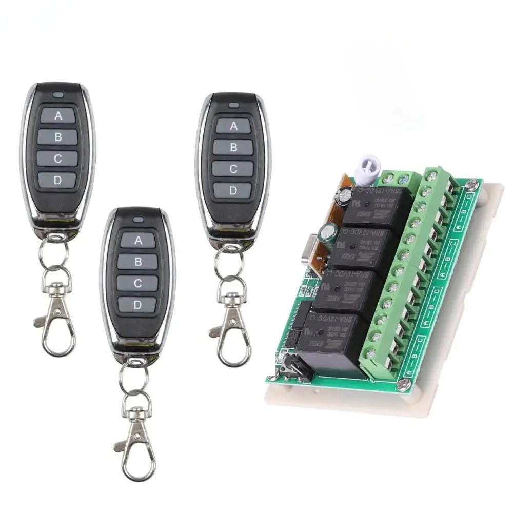 Uniwersalny pilot zdalnego sterowania 433 MHz DC 12V 4-kanałowy bezprzewodowy przekaźnik RF odbiornik + 4-przyciskowy nadajnik DIY — zdjęcie produktu 7