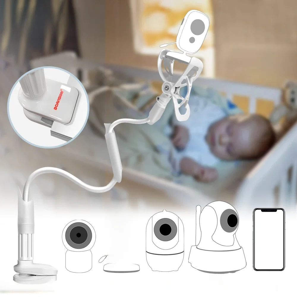 Wielofunkcyjny uniwersalny stojak na telefon łóżko leniwy kołyska długie ramię regulowany 85cm niania elektroniczna Baby Monitor do montażu na ścianie kamery do półki X5 — zdjęcie 2