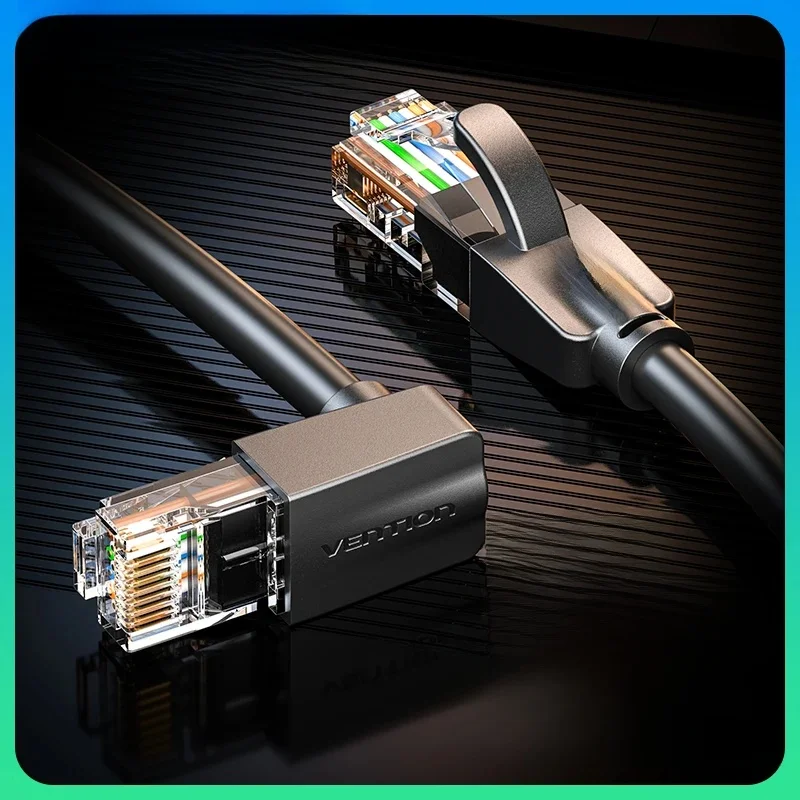 Vention câble Ethernet Cat6 UTP 90 degrés vers le bas cordon de raccordement à Angle droit pour ordinateur portable routeur TV Box imprimante USB HUB RJ45 Internet