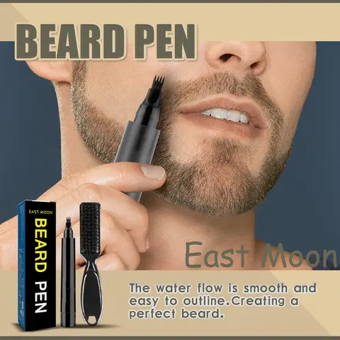 East Moon Beard Filler Pen Smoothing Volumizing Thichening Waterproof Men Beard Styling Maintain Nourishinng Beard Filler Brush