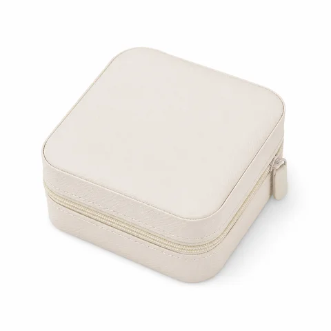 Small Portable Jewelry Organizer Cream Square Shape Jewelry Box with Multiple Compartments for Women Girls Best Choice