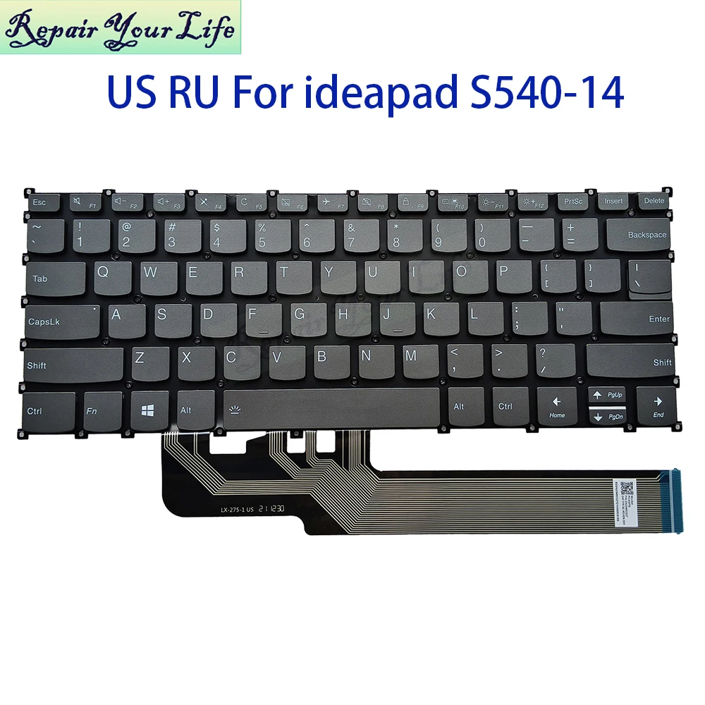 PC4SB US RU Backlit Keyboard For Lenovo Ideapad S540-14IWL S540-14API S540-14IML S540-14 English Russian Keyboards SN20M61485