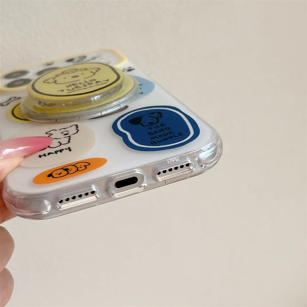 Kawaii Puppy Magnetic Phone Case for iPhone 17 Pro 16 15 Max 16 Pro Max Cover With Magsafe Cartoon Stand Cute Shockproof Cover