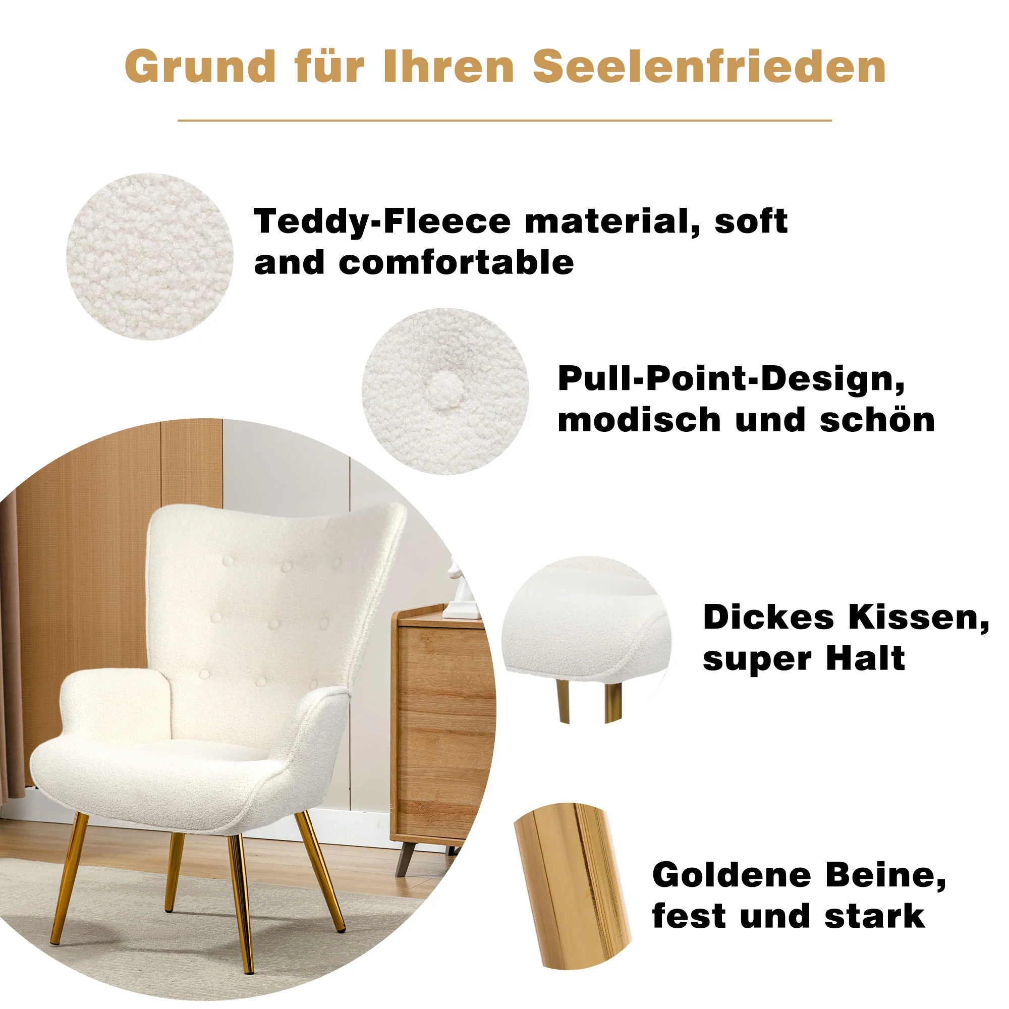 Silla de Lambswool para enfermería, sillón de relajación con reposapiés, sala de estar, TV, tapizado