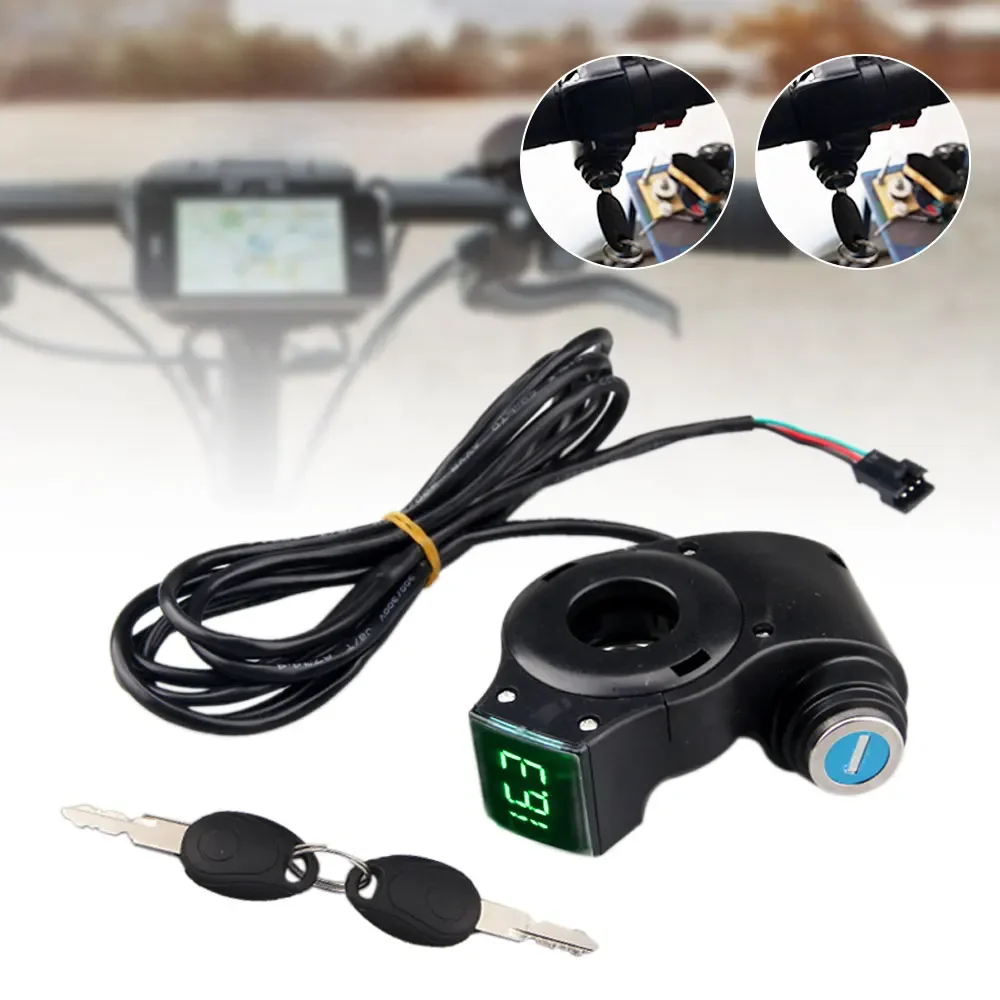 AliExpress Electric Bicycle Thumb Throttle Voltmeter Digital Battery Voltage Key Switch Power Key Lock Electric Bike Accessories