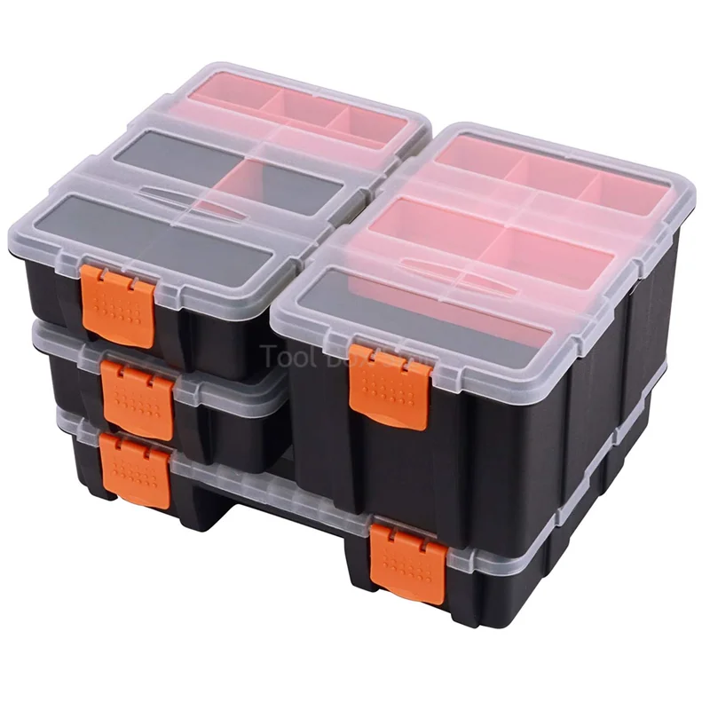 Plastic Hardware Storage Toolbox, Caixa de Peças Portátil, Multi Grid Tool Case, Mala, Parafuso Peças Organizadores, Garagem