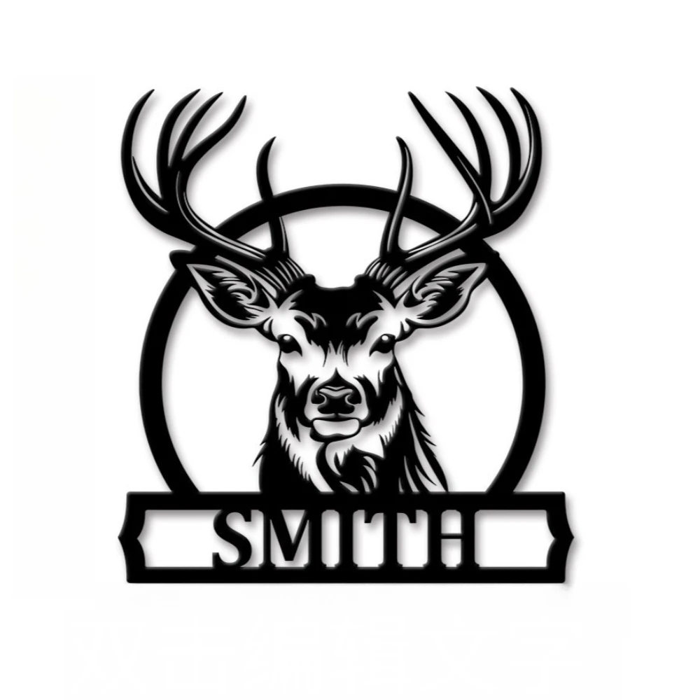 Personalized Deer Family Name Metal Sign Custom Antler Wall Art Hunting/Cabin/Rustic Home Decorations Gift for Him Father's Day view 6