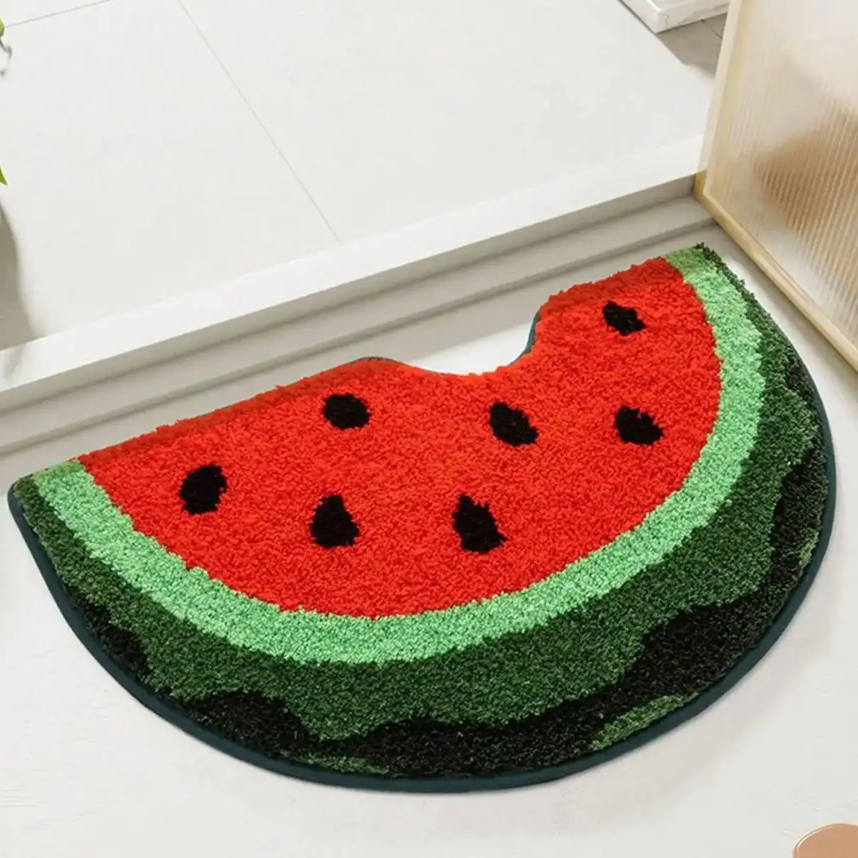 

Summer Themed Watermelon Shaped Rug Floor Mat Living Room Non-Slip Soft Flannel Home Bedside Carpet Gift