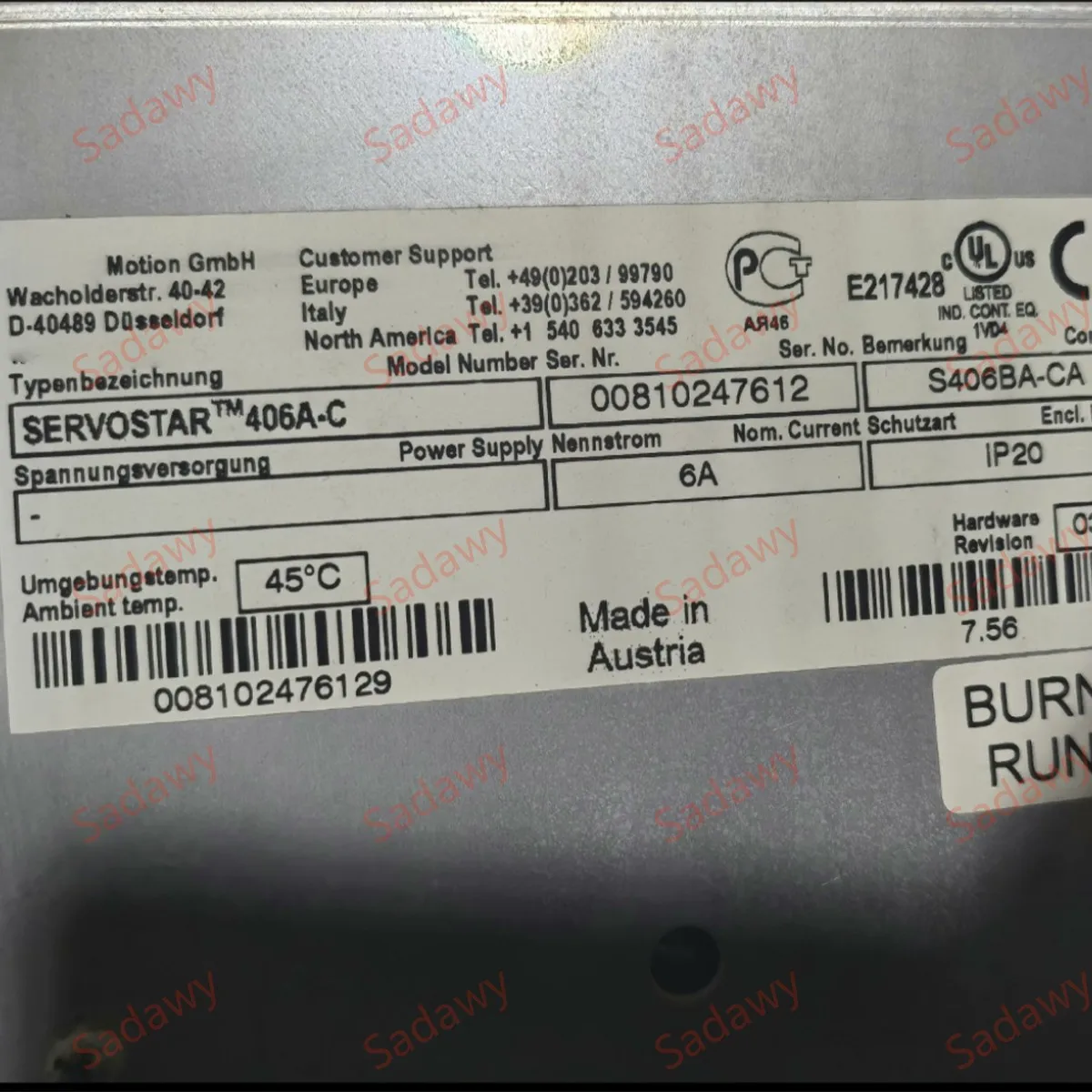 Koll-morgen Used Servostar 406A-C S406BA-CA Servo Driver with warranty