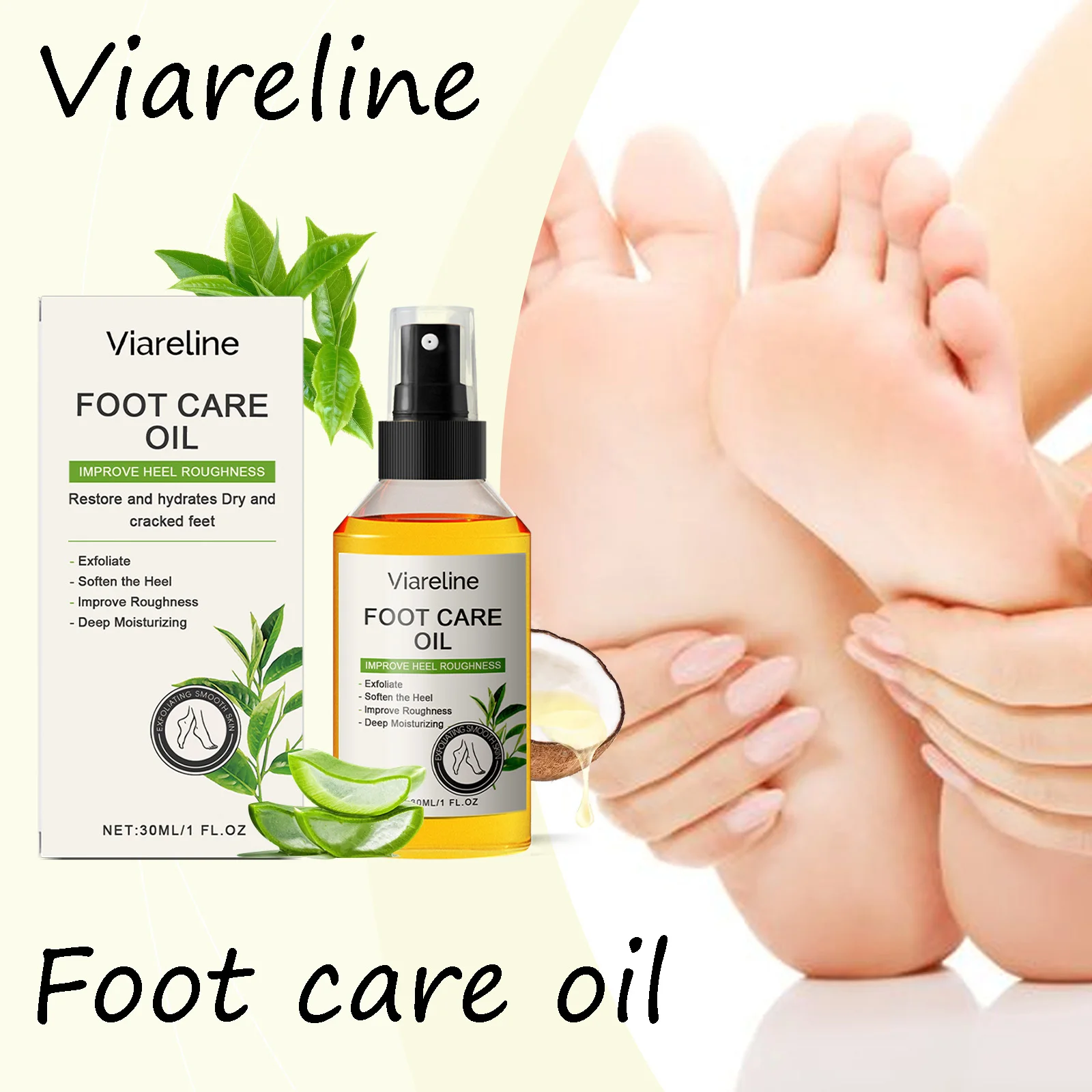 

Масло для ухода за ногами Viareline, нежное удаление омертвевшей кожи, улучшение шероховатости пятки, увлажняющее, облегчение сухости, отшелушивающее масло для кожи ног