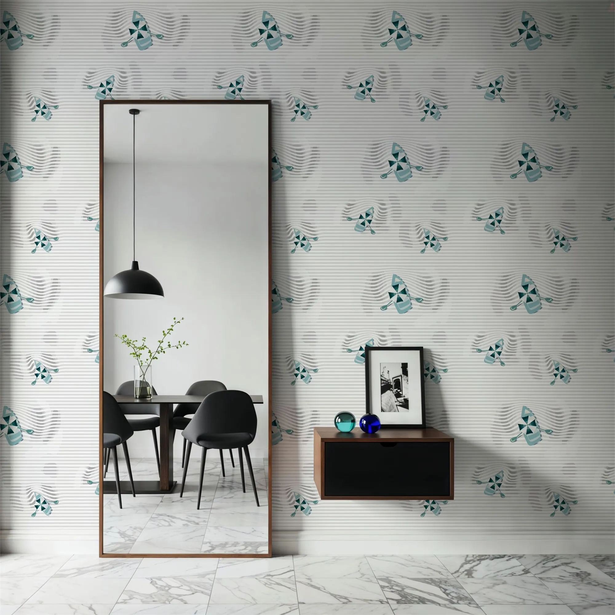 Lazy Paddle Gray Custom Wallpaper Wall Mural for Living Room