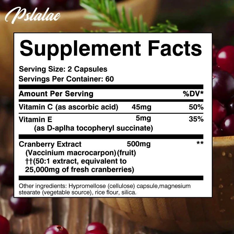 Cranberry Extract Supplement 25,000 Mg - Prostate Support, Aids Urination Contains Vitamin C and Vitamin E - 120 Capsules