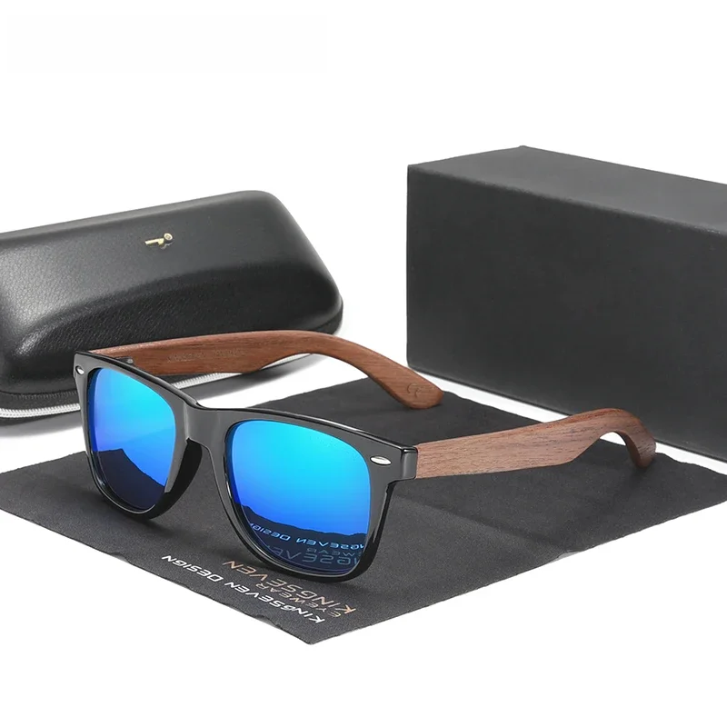 AliExpress KINGSEVEN Walnut Men's Sunglasses Wood Splicing Frame Polarized polycarbonate Lens Eye Glasses Handmade UV400 Protection Eyewear