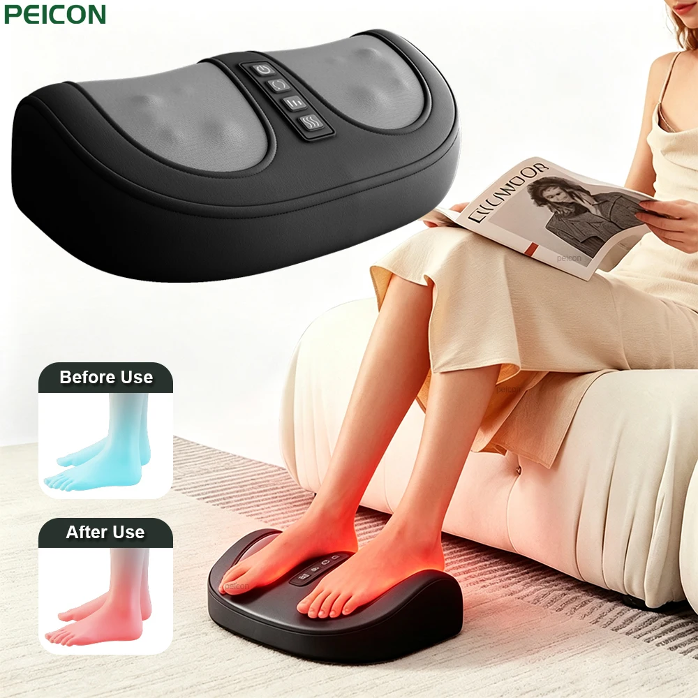 Massaggiatore elettrico per piedi con funzione di riscaldamento per il rilassamento muscolare, massaggiatore per piedi con impastamento profondo, compressione a caldo, sollievo dal dolore ai piedi,