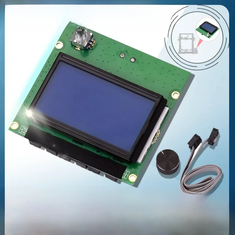 12864 Ekran LCD HD do drukarki 3D Ender 3 Niebieski panel sterowania z kablem do części drukarki 3D Ender 3 — zdjęcie produktu 7