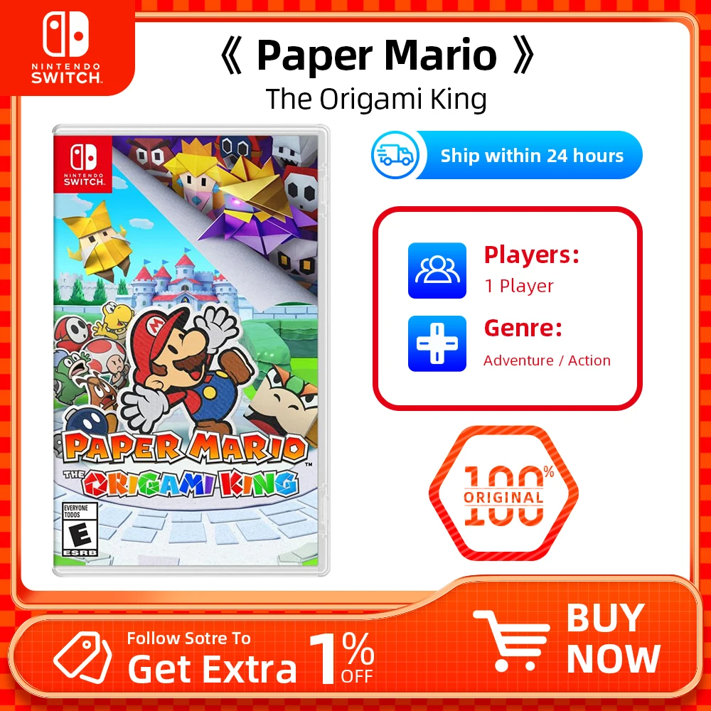 Nintendo Switch- Paper Mario The Origami King - Games Cartridge Physical Card